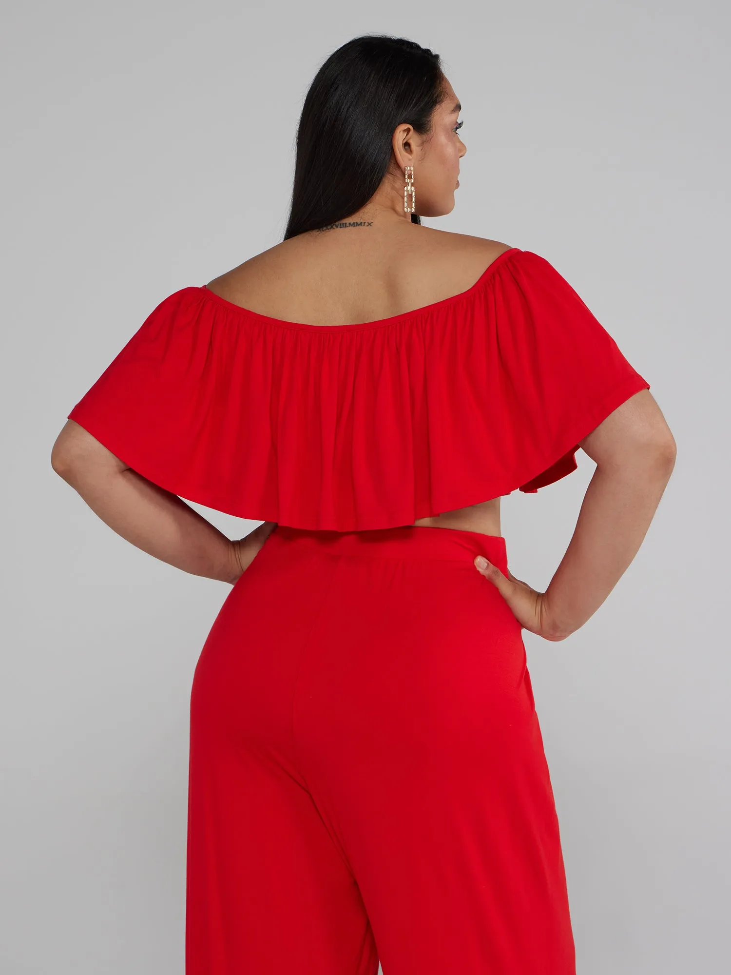 Jonna Off Shoulder Ruffle Crop Top