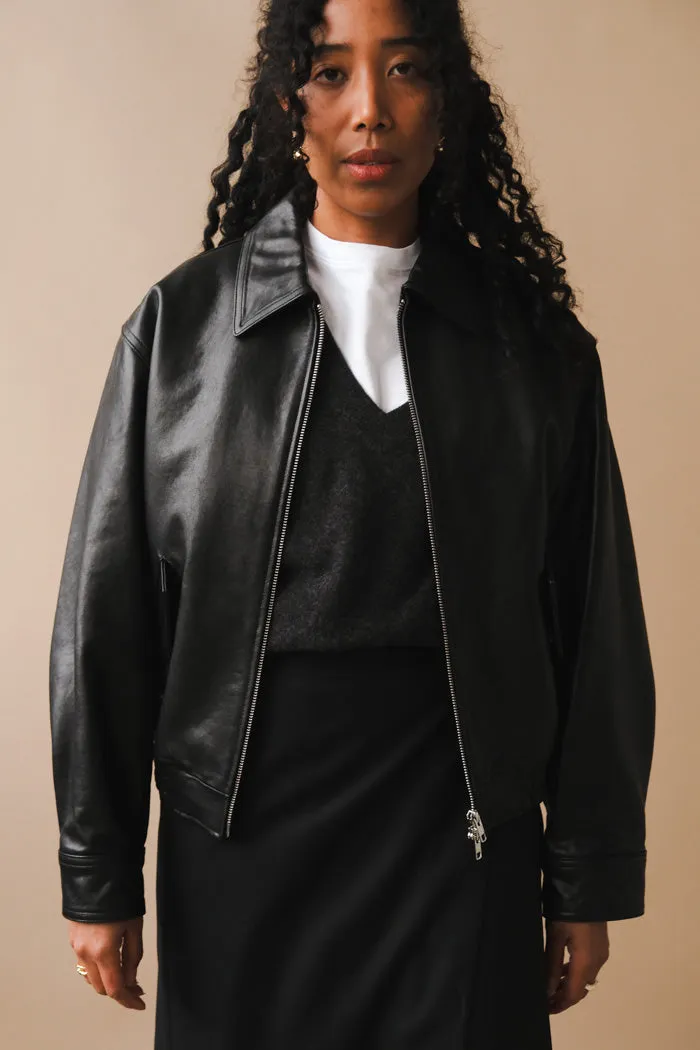 LEATHER BOMBER JACKET