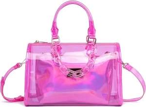 Like Dreams Holographic Purse for Women, Detachable Inner Pouch Crossbody Bag, Iridescent Top Handle Satchel