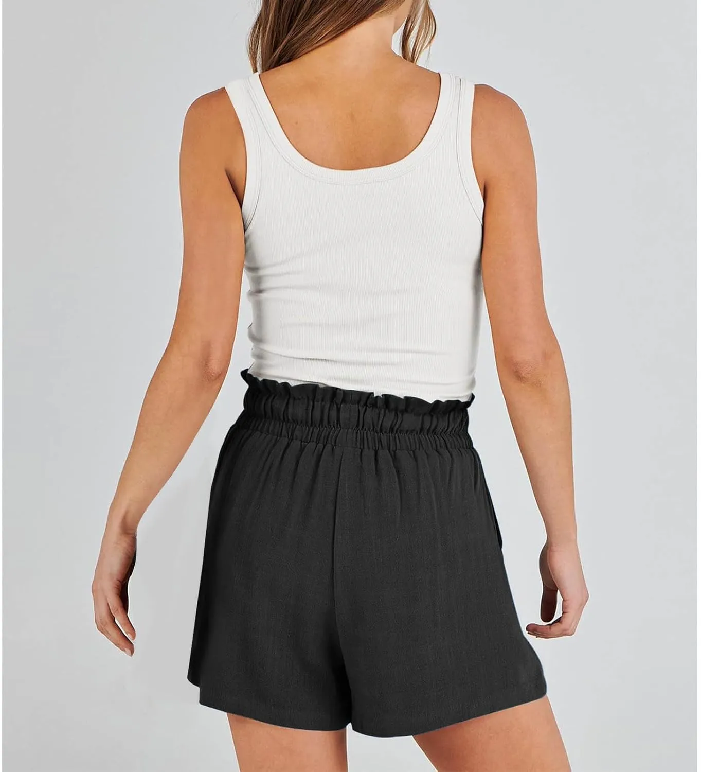 Linen Shorts for Women Summer Casual High Waisted Drawstring Beach Loose Shorts Comfy Fashion Outfits
