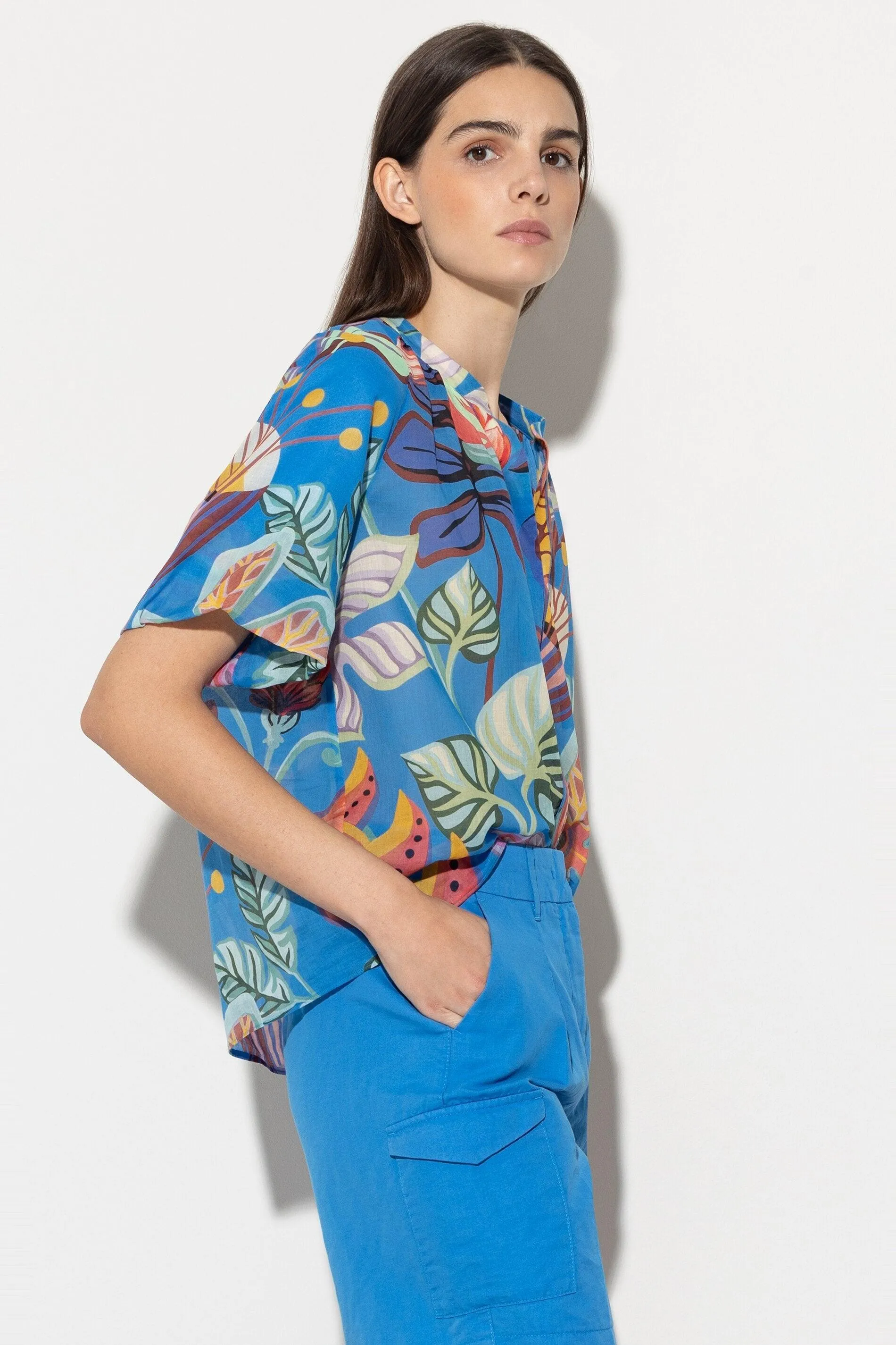 Luisa Cerano Caribbean Print Blouse