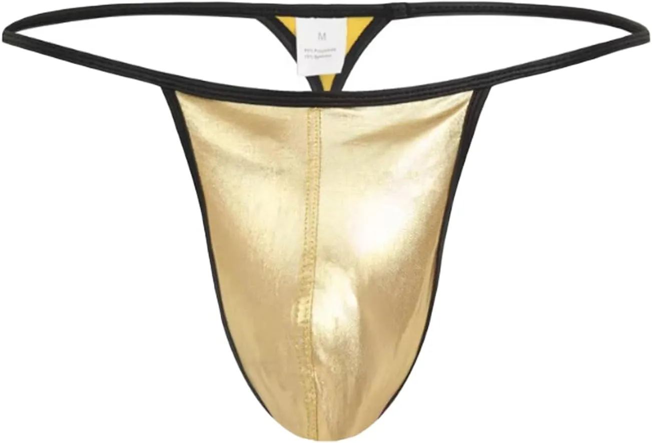 Men Sexy Thongs Faux Leather G-strings T-Back Underpants Mini Bikini Sissy Lingerie