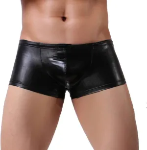 Men's Faux Leather Underwear Boxer Briefs Wetlook Shorts Underpants