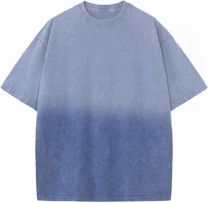 Men's Oversized Cotton t Shirt Gradient Washed Vintage Tee Casual Summer Short Sleeve Loose Fit Tops