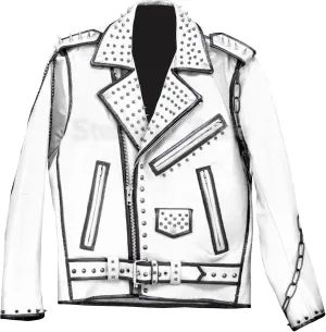 Men's Punk Rock Studded Spiked Leather Biker Jacket- Rider Vinatge Multicolor Brando Style Motorcycle Gothic Jacket