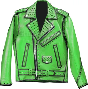 Men's Punk Rock Studded Spiked Leather Biker Jacket- Rider Vinatge Multicolor Brando Style Motorcycle Gothic Jacket