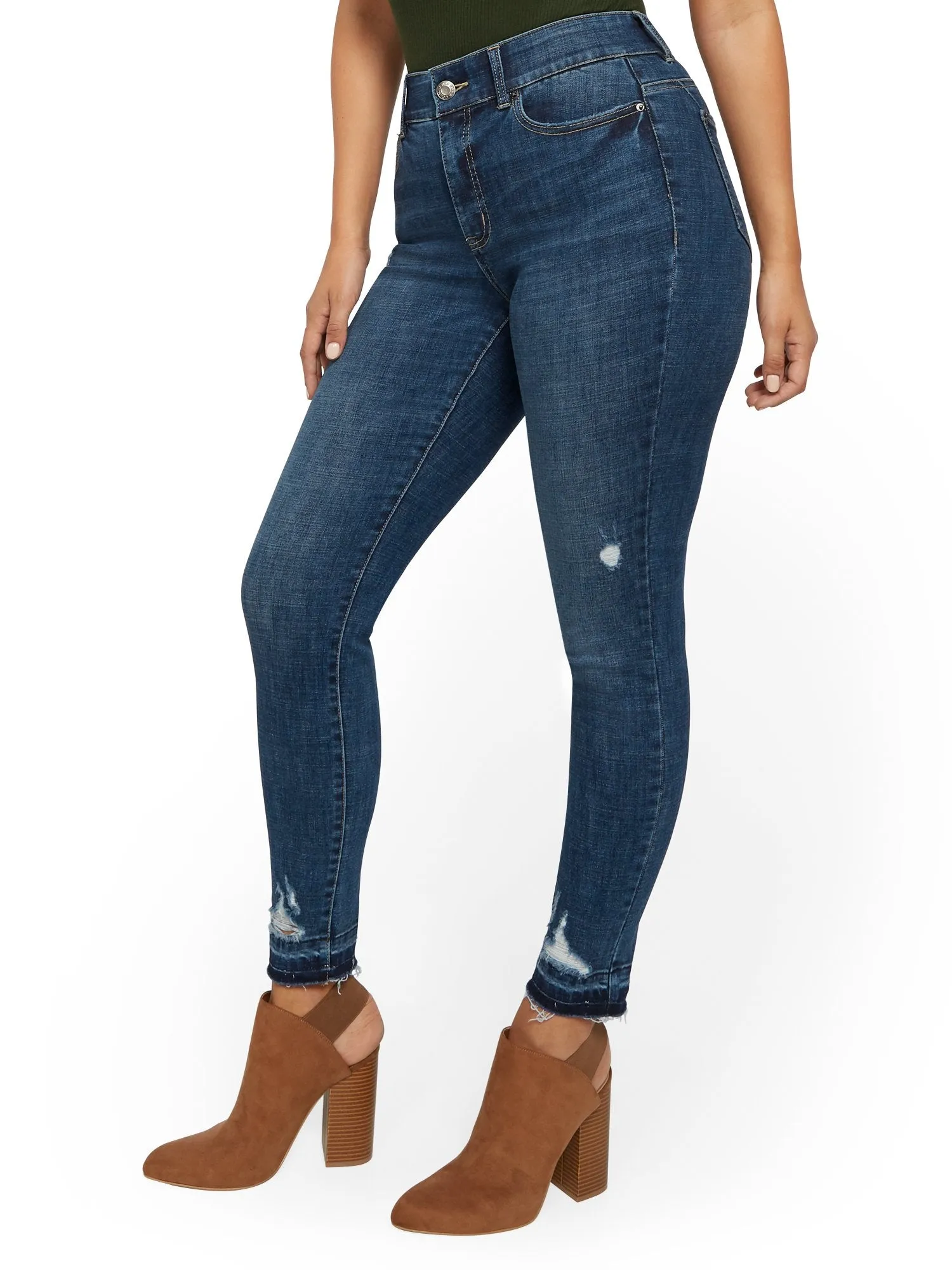 Mya Curvy High-Waisted Sculpting No Gap Super-Skinny Jeans - Chameleon Blue