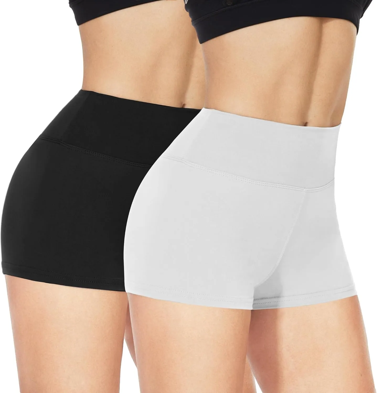 NexiEpoch 2 Pack Biker Shorts for Women - 3"/5"/8" Booty Volleyball High Waisted Black Spandex Shorts for Yoga Dance Workout