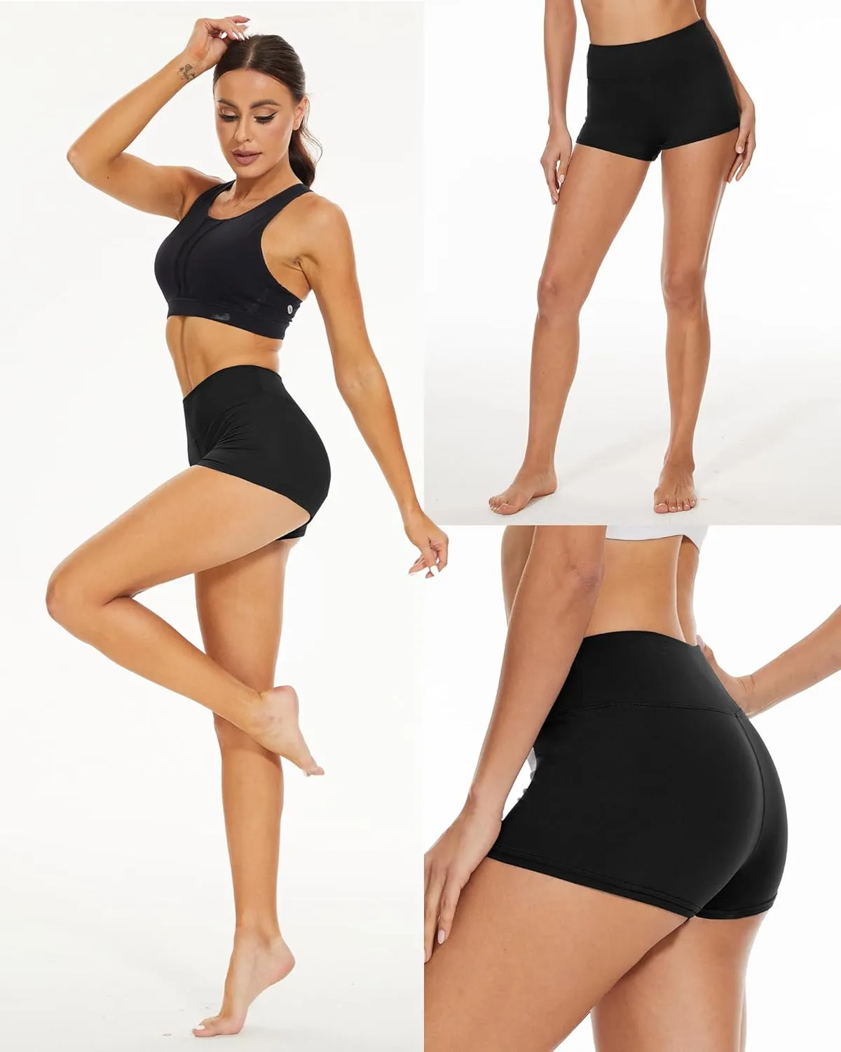 NexiEpoch 2 Pack Biker Shorts for Women - 3"/5"/8" Booty Volleyball High Waisted Black Spandex Shorts for Yoga Dance Workout