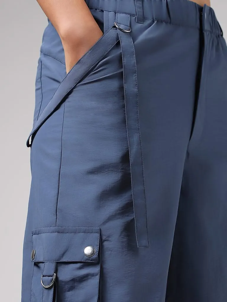 Nuon Blue Flap Accent Parachute Pants