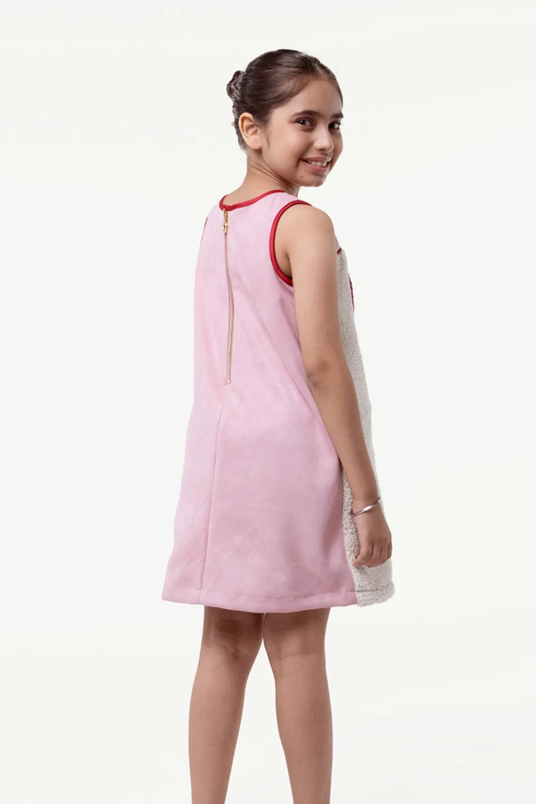 One Friday Kids Girls Pink Round Neck Dress