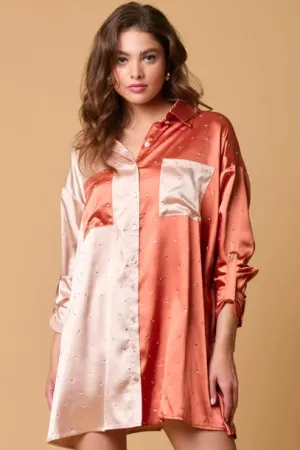 Party All Night Satin Shirt Dress