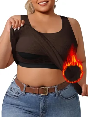 Plus Size Simple Shapewear Top-Sculpting, Tummy Control Vest with Built-in Bra for Fall & Winter-Comfortable Tank Tops
