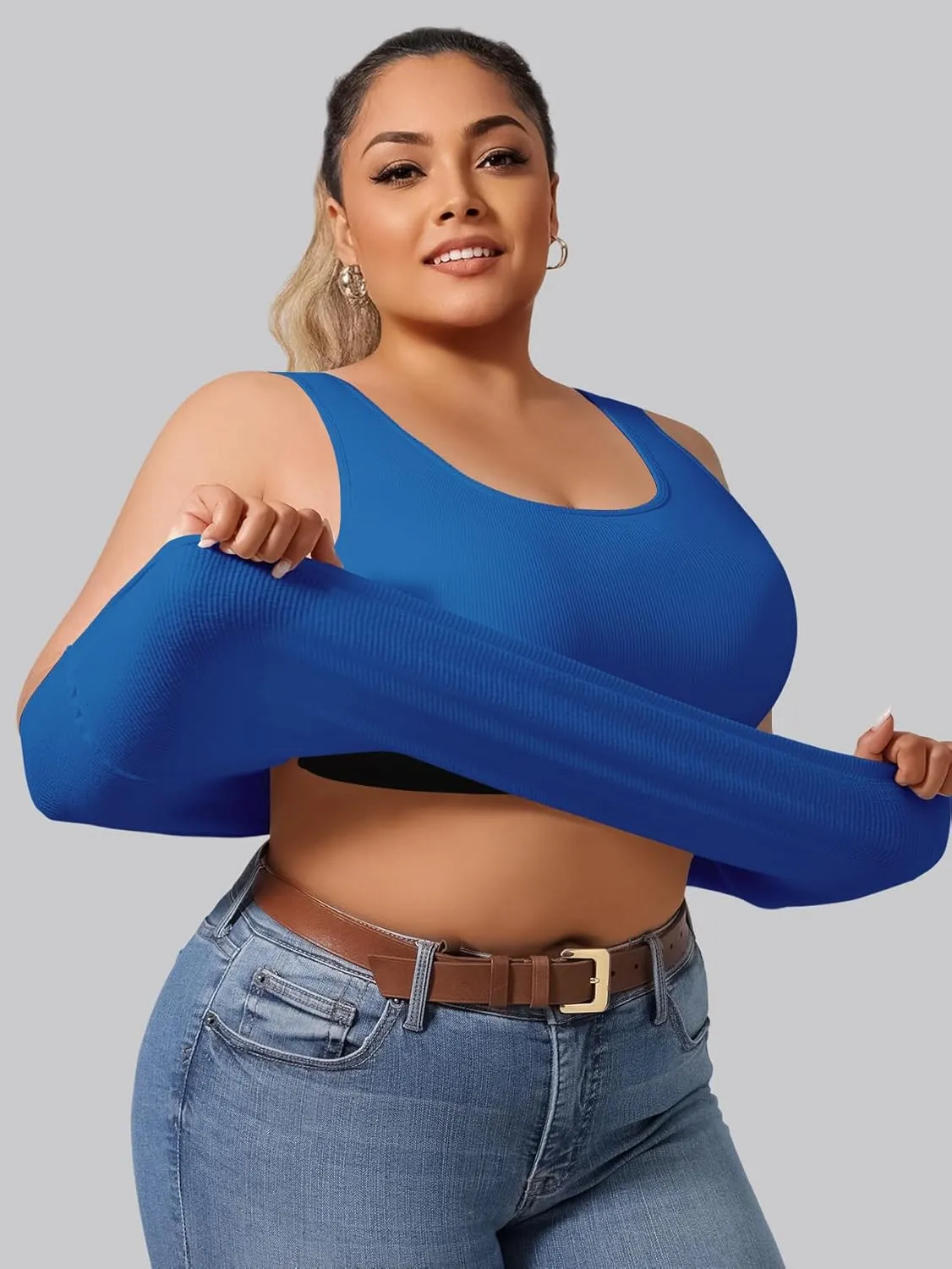 Plus Size Simple Shapewear Top-Sculpting, Tummy Control Vest with Built-in Bra for Fall & Winter-Comfortable Tank Tops