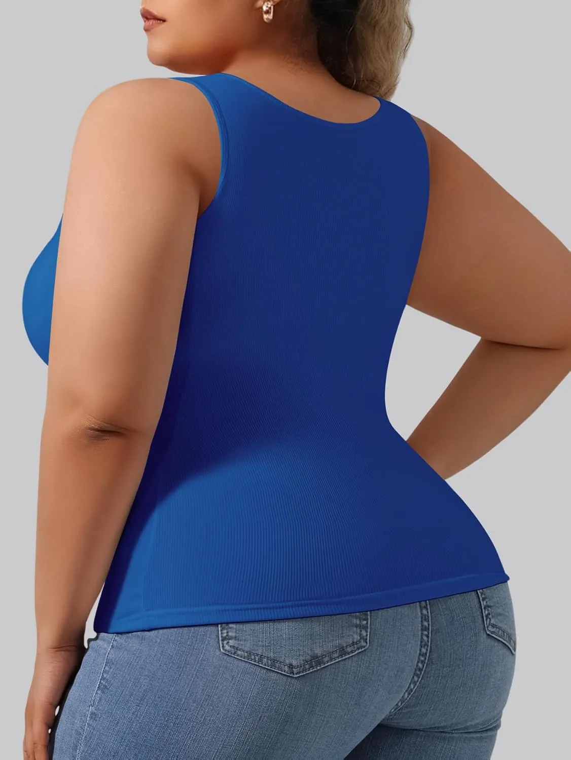 Plus Size Simple Shapewear Top-Sculpting, Tummy Control Vest with Built-in Bra for Fall & Winter-Comfortable Tank Tops