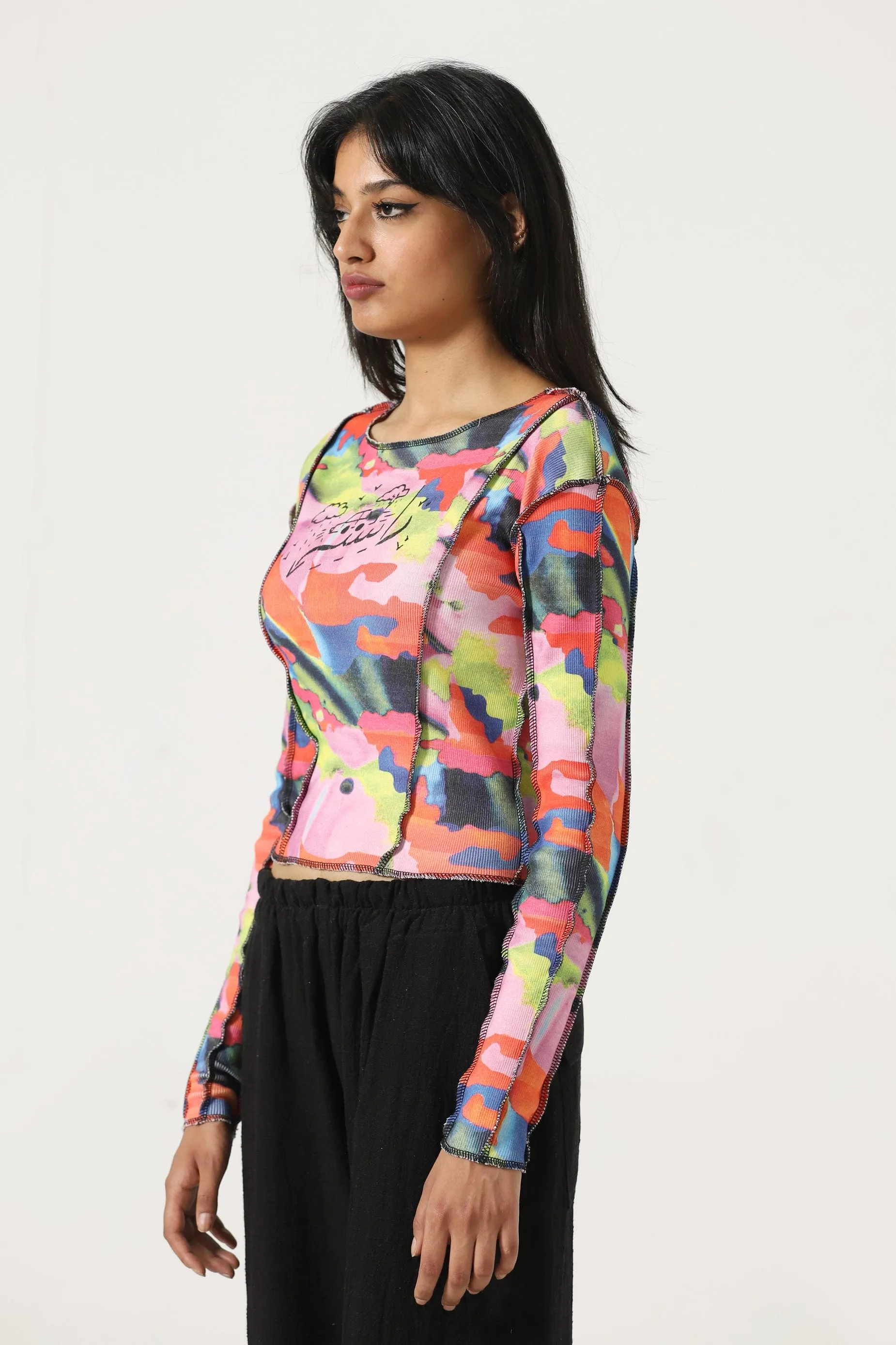 "A COLORFUL LIFE" FITTED KNIT TOP