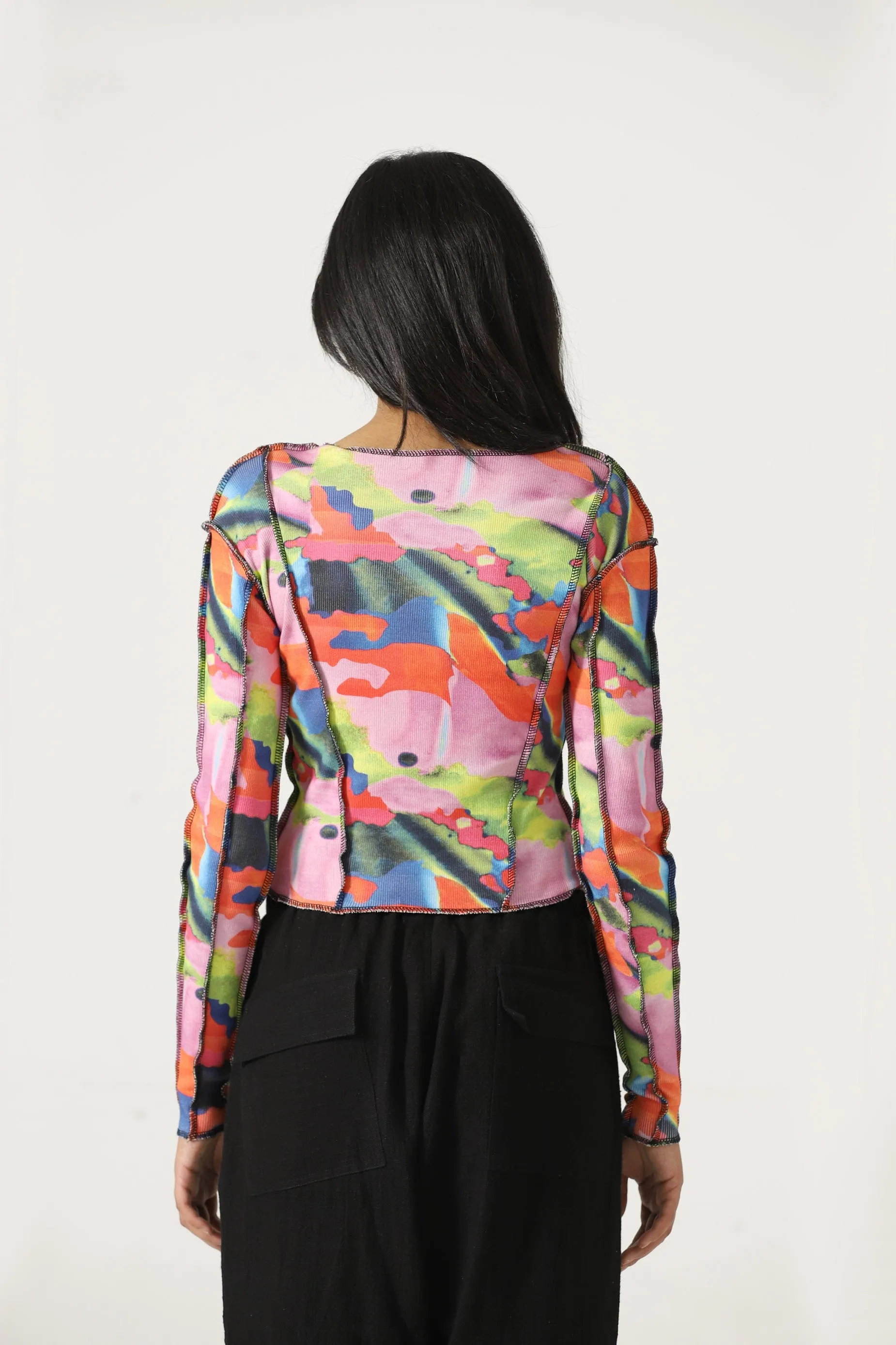 "A COLORFUL LIFE" FITTED KNIT TOP