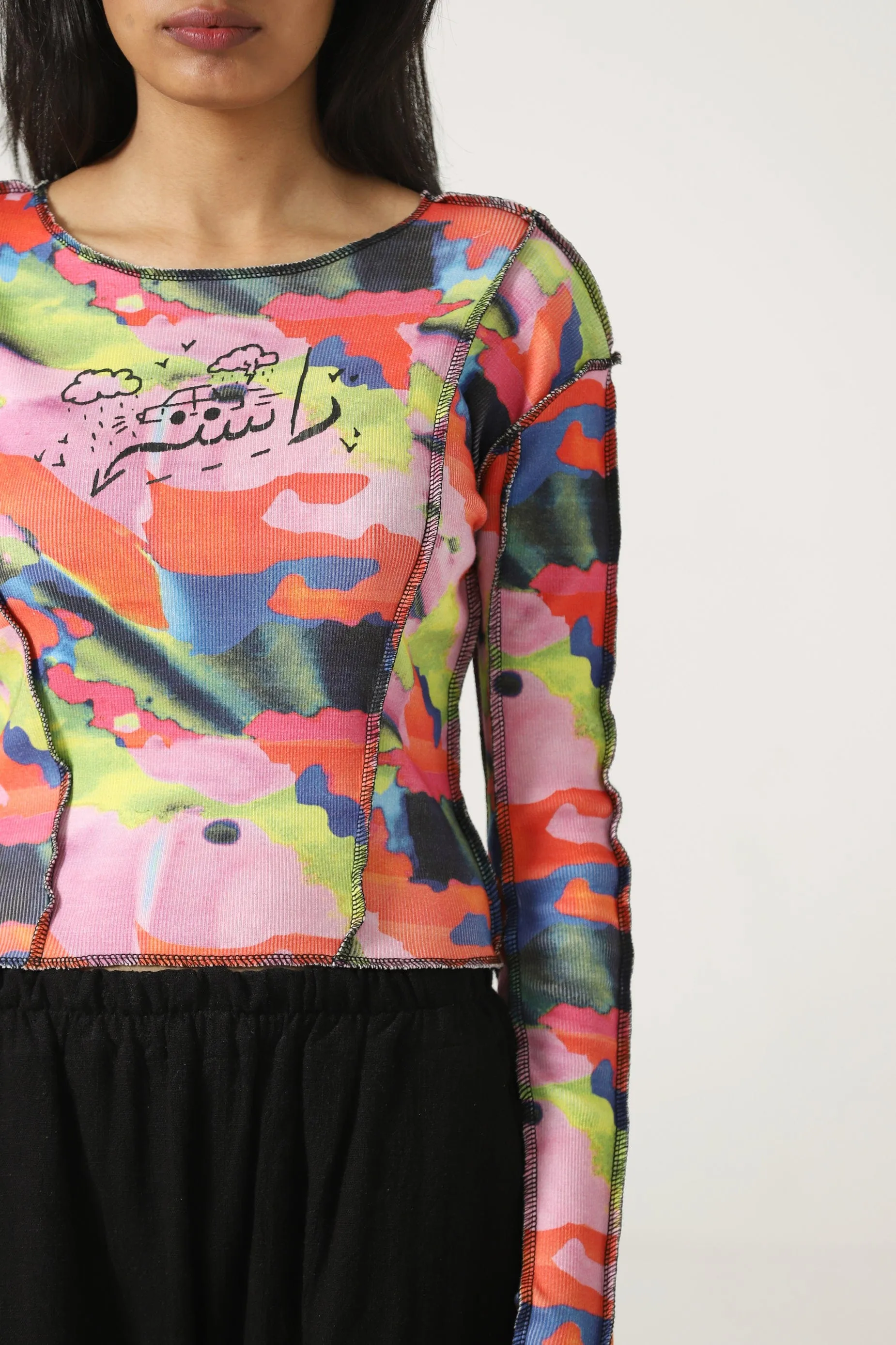 "A COLORFUL LIFE" FITTED KNIT TOP