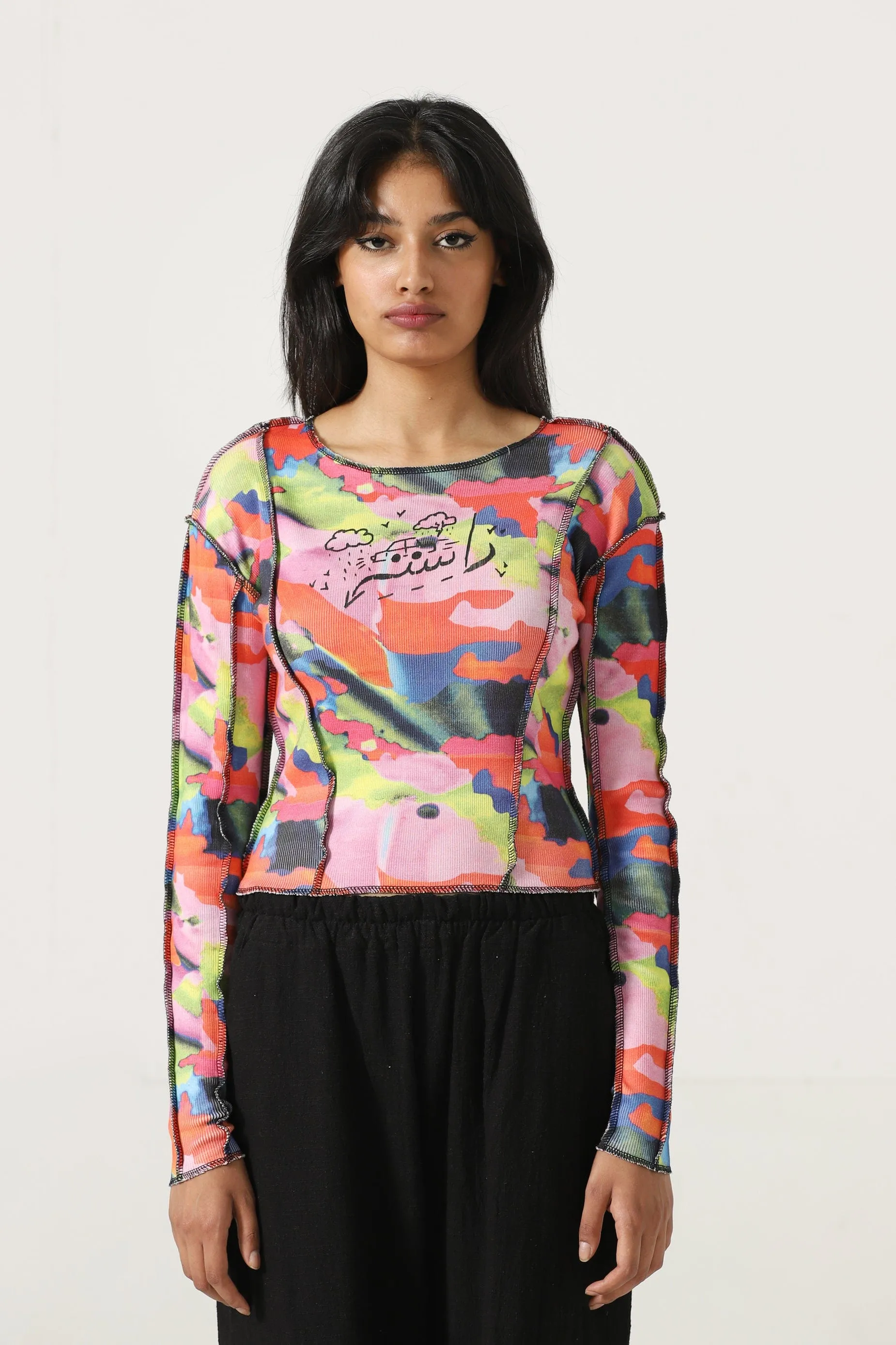 "A COLORFUL LIFE" FITTED KNIT TOP