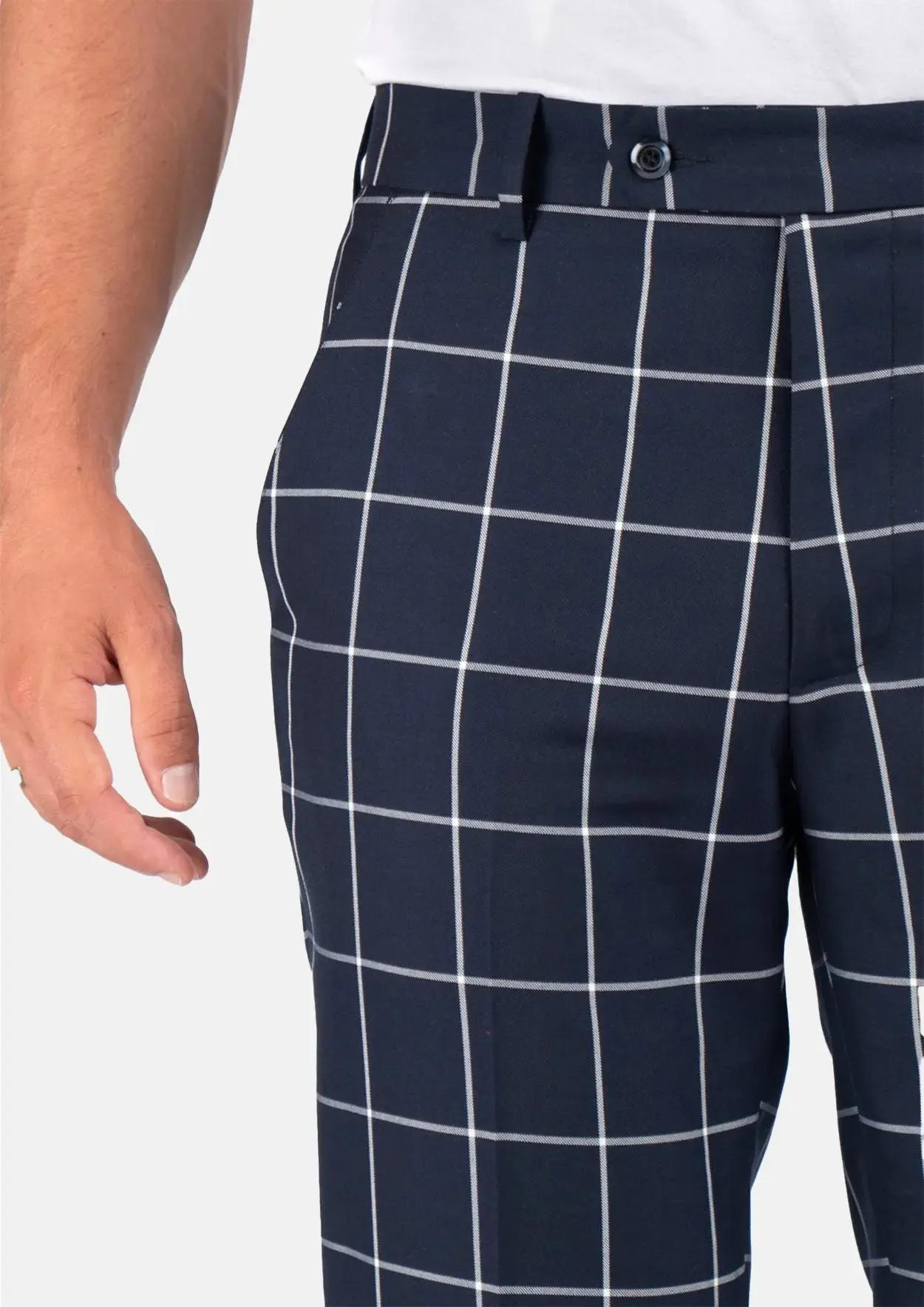 Regal Navy Windowpane Pants