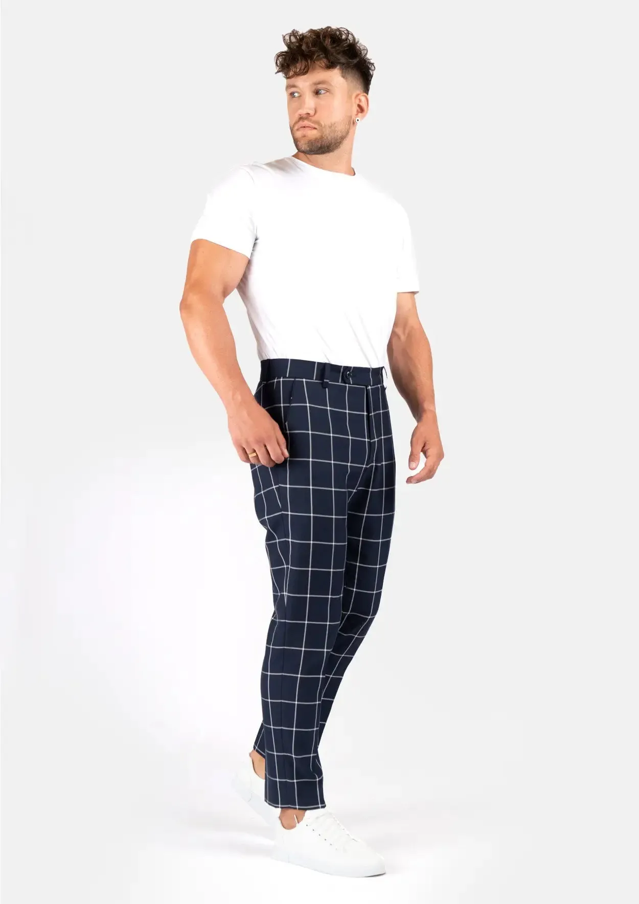 Regal Navy Windowpane Pants