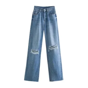 RIPPED WIDE LEG TROUSERS