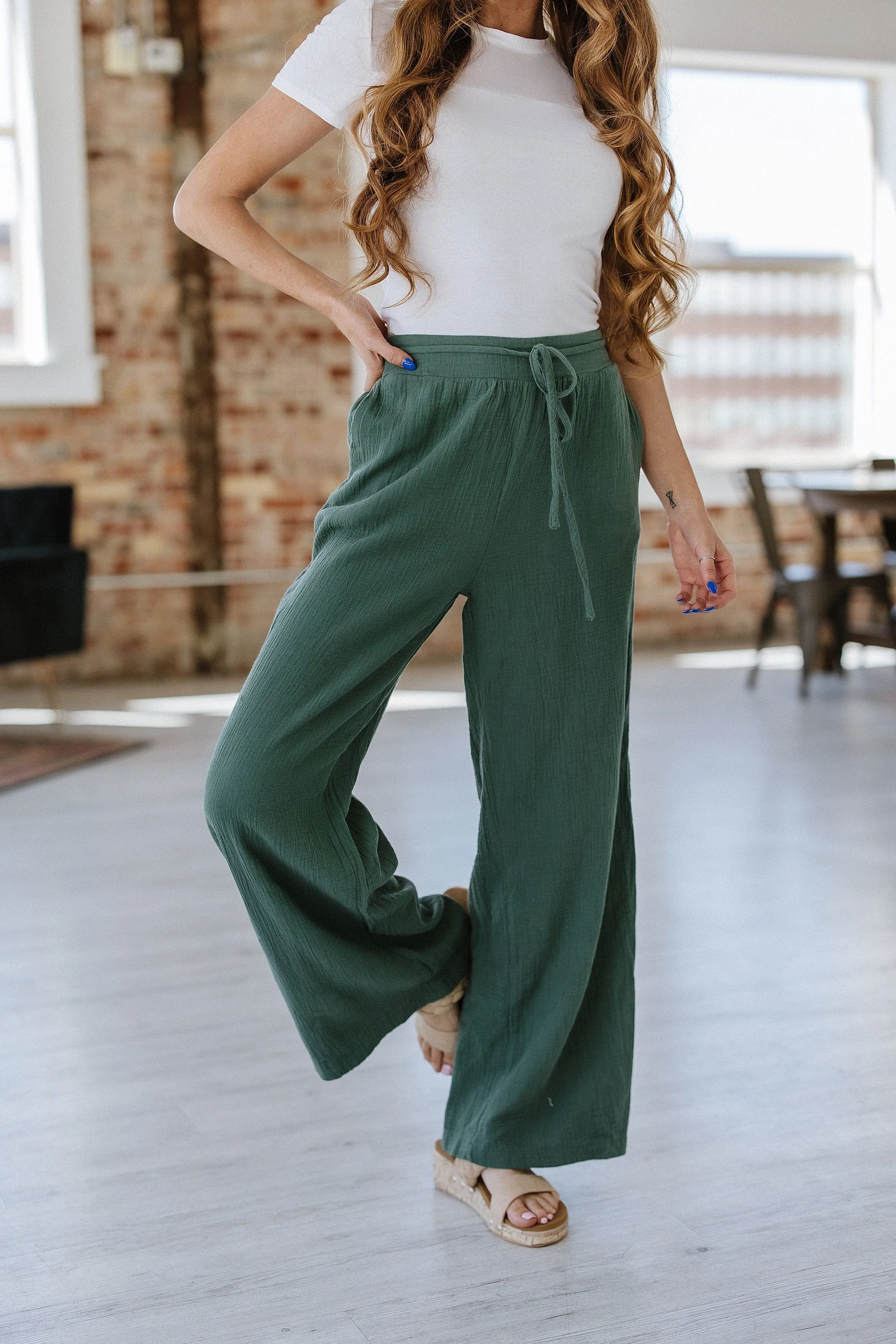 SALE - Malone Crinkled Wide Leg Pants
