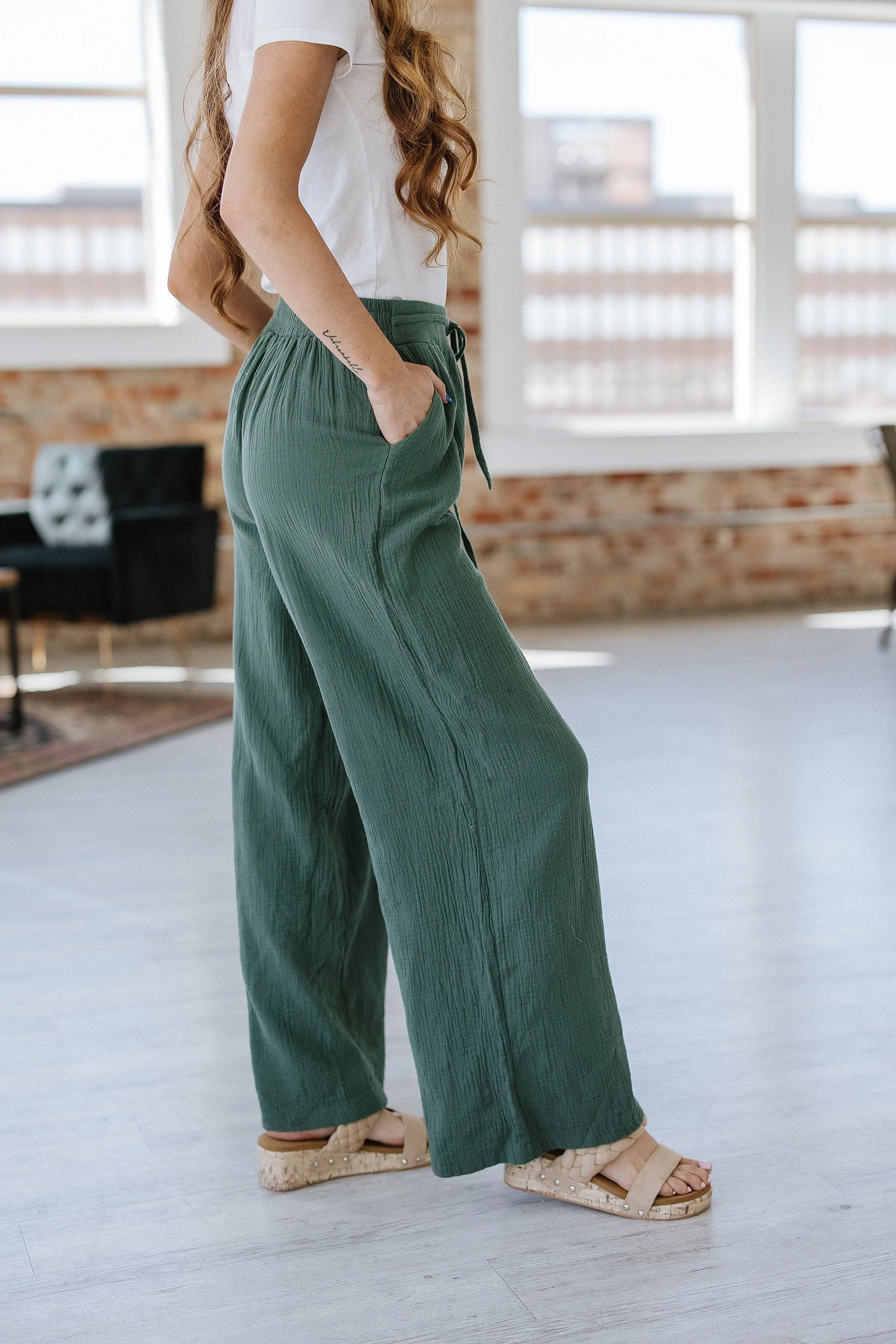 SALE - Malone Crinkled Wide Leg Pants