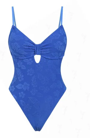 seamoly Lurex Tied Back Plunging Neck One-Piece Swimsuit