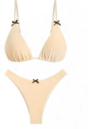 seamoly Womens Bikini Sets Two Piece Swimsuit Fruit Cherry Print Triangle Cheeky Bikini Set