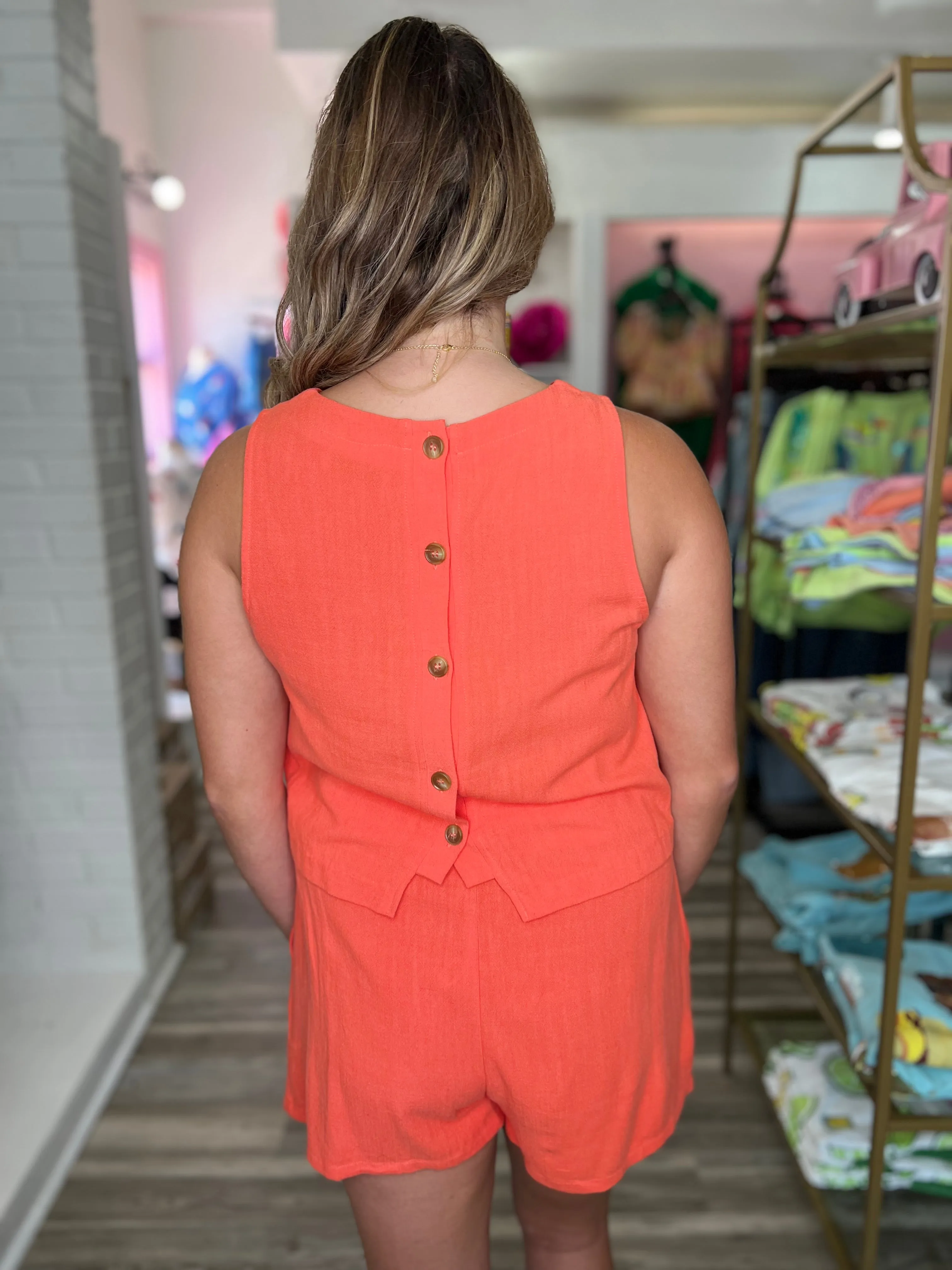 Shoreline Back Elastic Shorts Coral