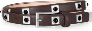 Studded Belt for Women Skinny Leather Belt Fashion Punk Thin Ladies Belt for Jeans Pants Dresses