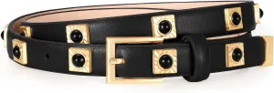 Studded Belt for Women Skinny Leather Belt Fashion Punk Thin Ladies Belt for Jeans Pants Dresses