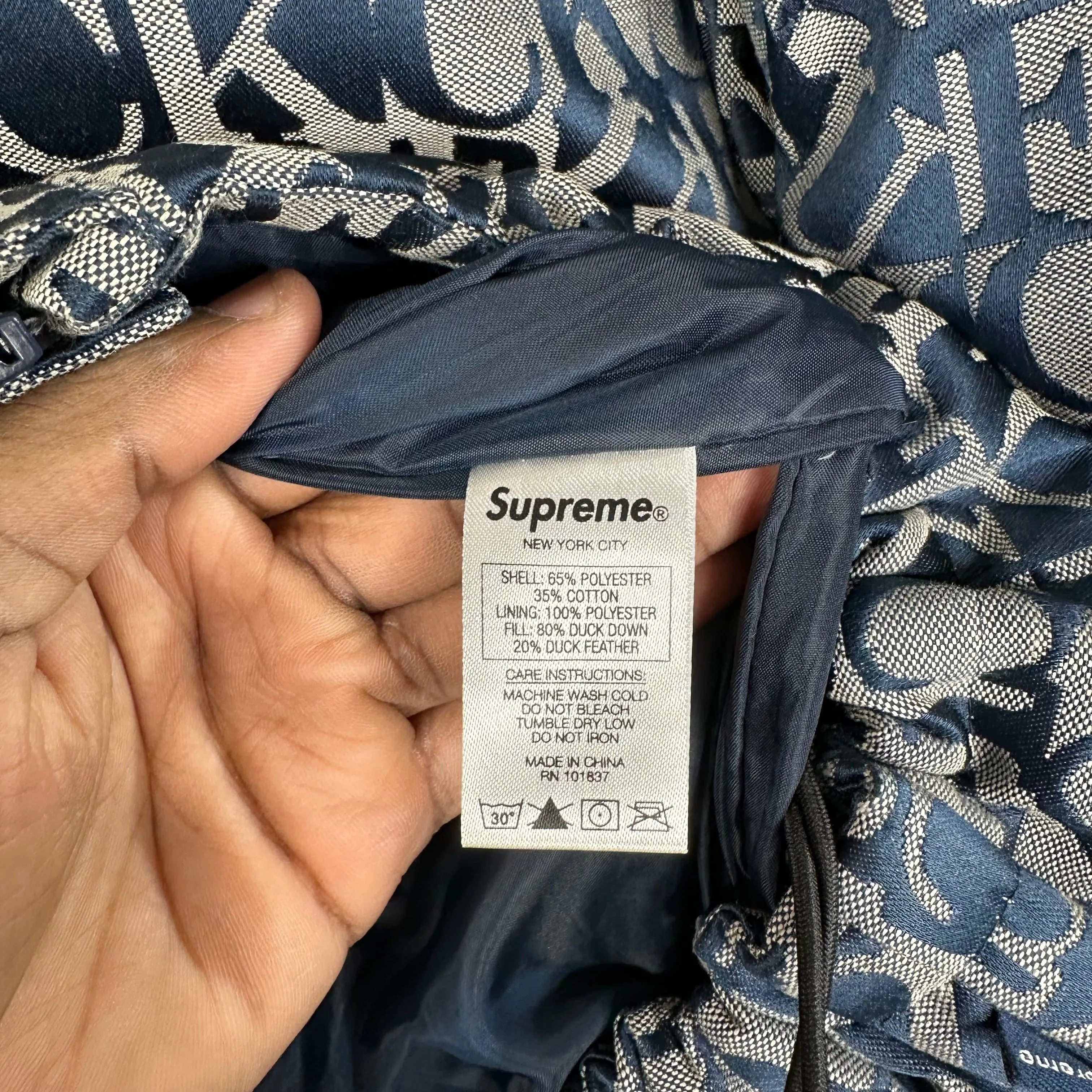Supreme Fuck Jacquard Puffer Jacket