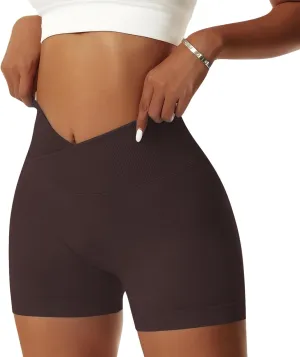 Vertvie Women's Workout Gym Shorts Booty V Cross Spandex Yoga Biker Shorts Scrunch Butt High Waisted Athletic Leggings