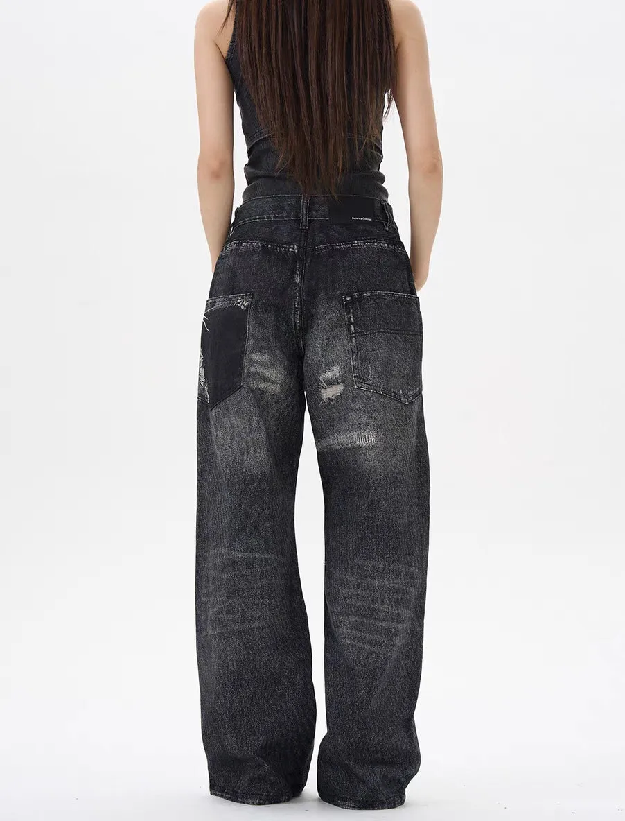 Vintage Washed Ripped Baggy Jeans