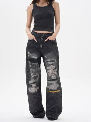Vintage Washed Ripped Baggy Jeans