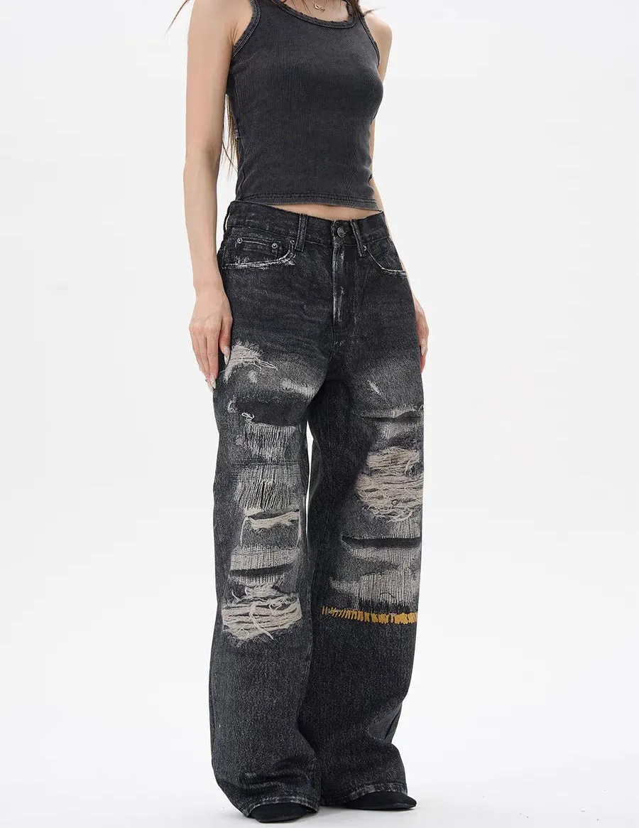 Vintage Washed Ripped Baggy Jeans
