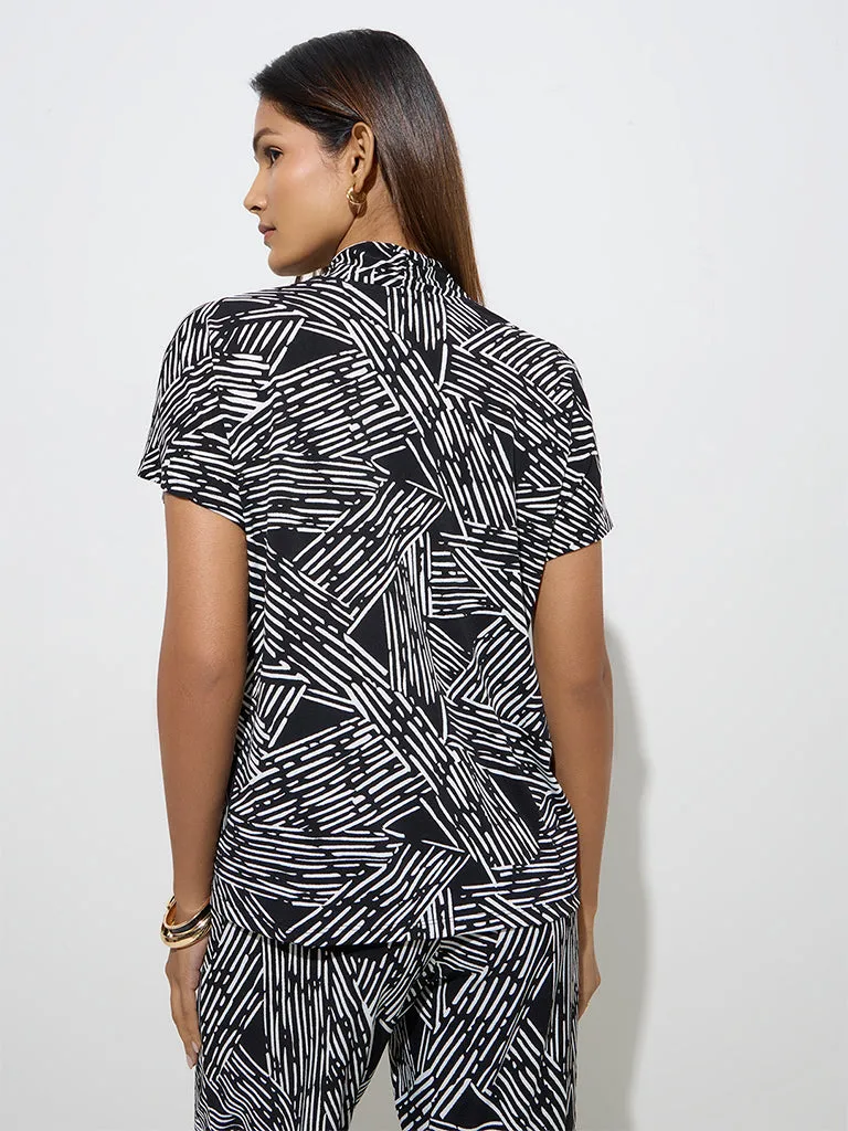 Wardrobe Black Abstract Patterned Top