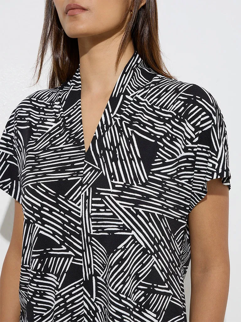 Wardrobe Black Abstract Patterned Top
