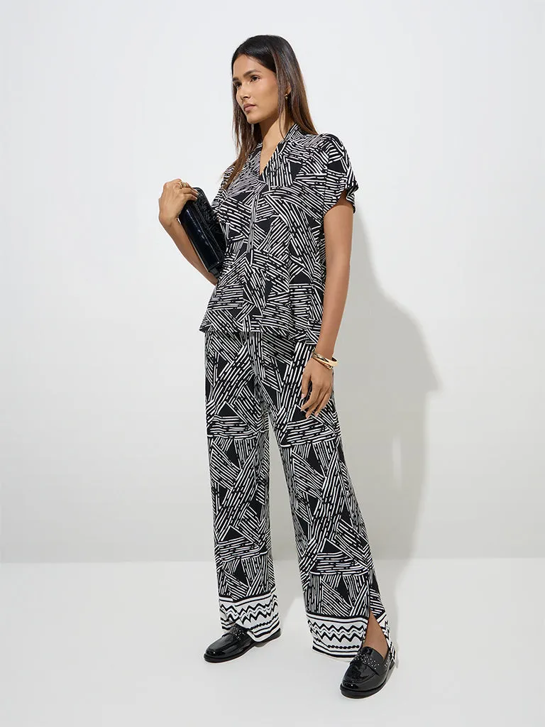 Wardrobe Black Abstract Patterned Top