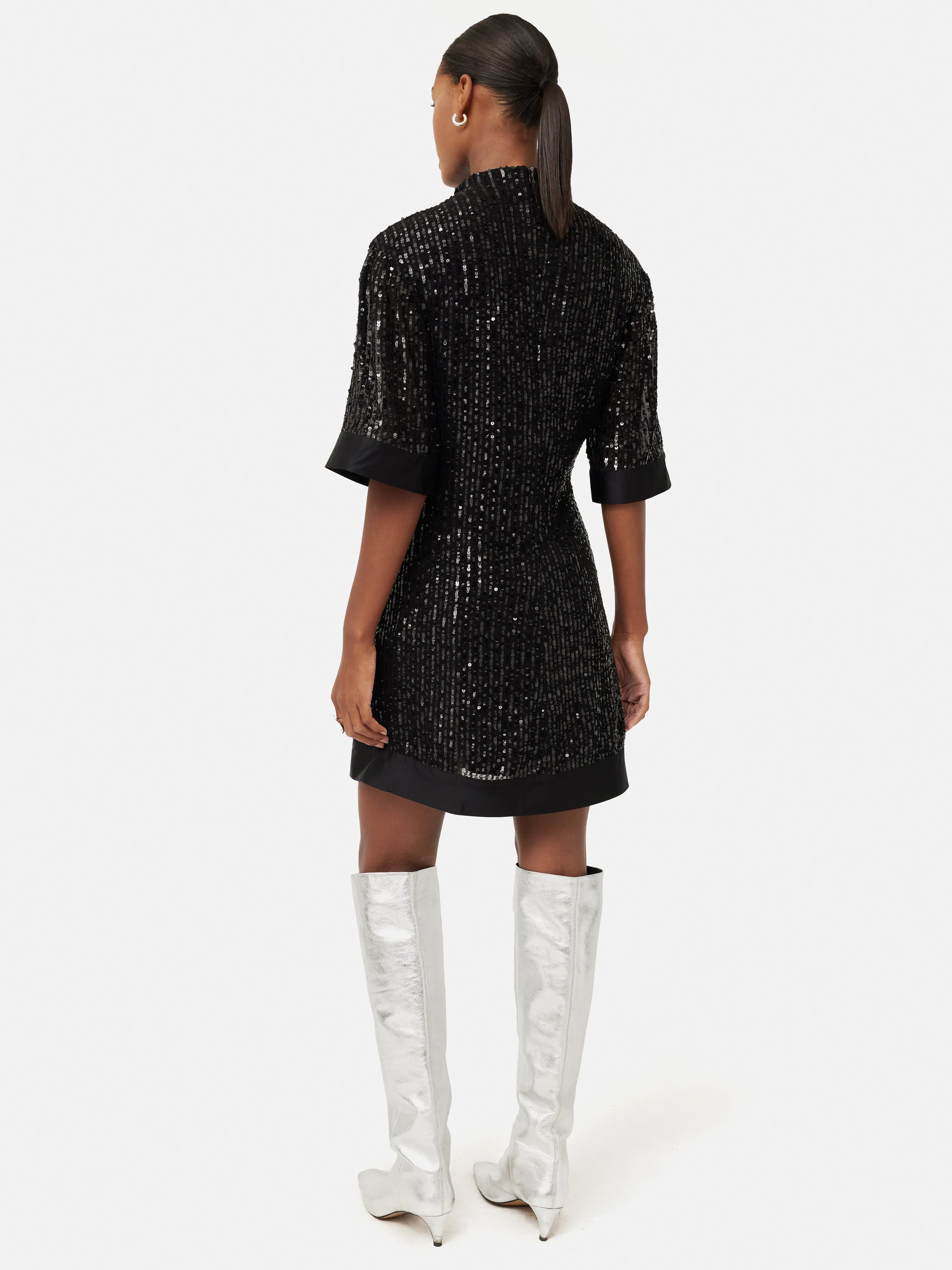 Waterfall Sequin Mini Dress | Black