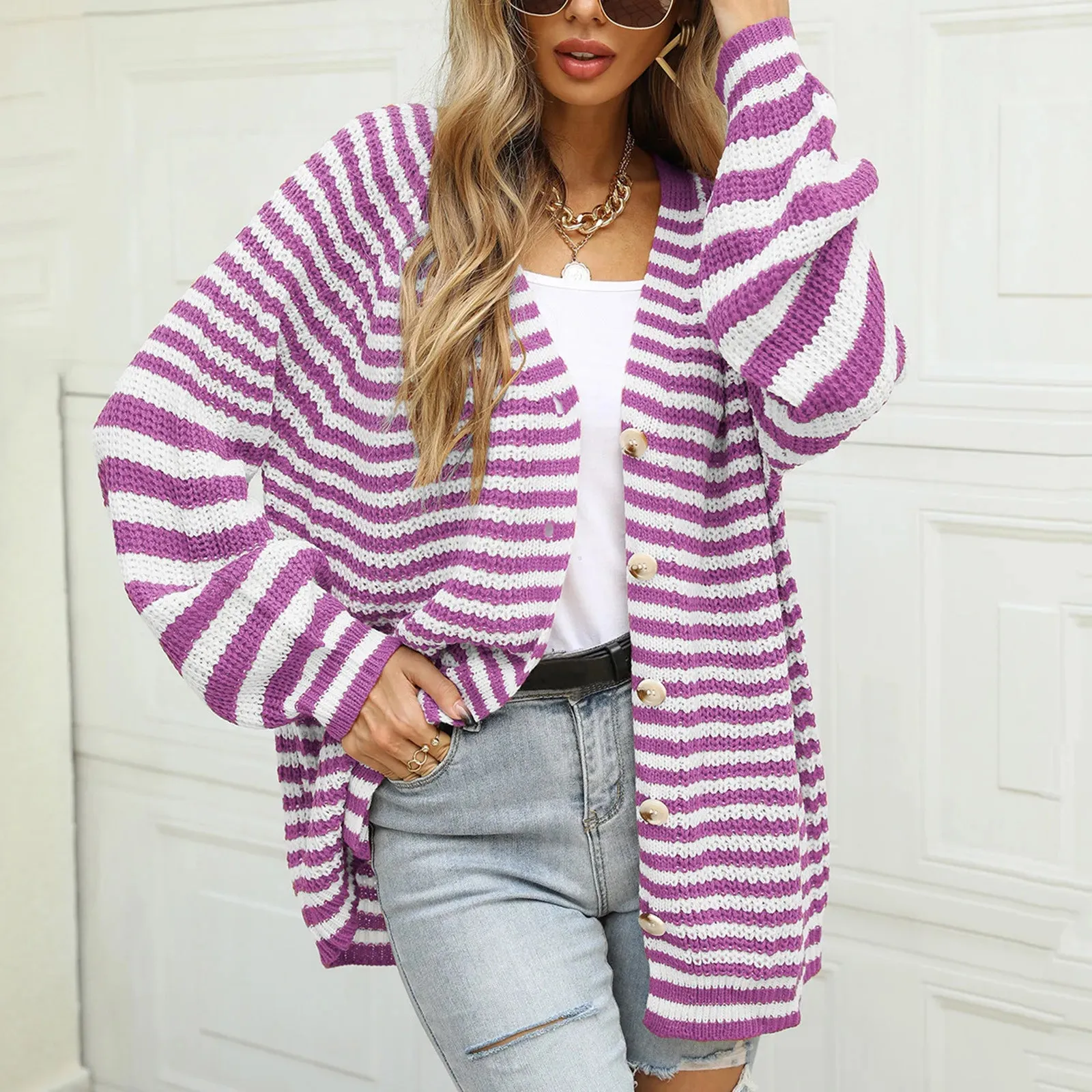 Wenkouban-Christmas Thanksgiving outfits_Autumn Winter Warm Casual Knitted Long Sleeve Cardigan Christmas Sweater