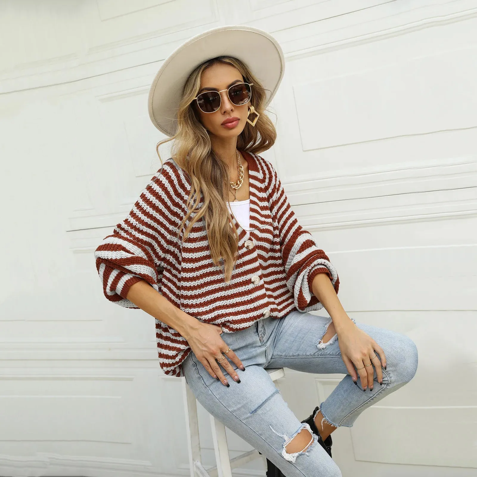 Wenkouban-Christmas Thanksgiving outfits_Autumn Winter Warm Casual Knitted Long Sleeve Cardigan Christmas Sweater