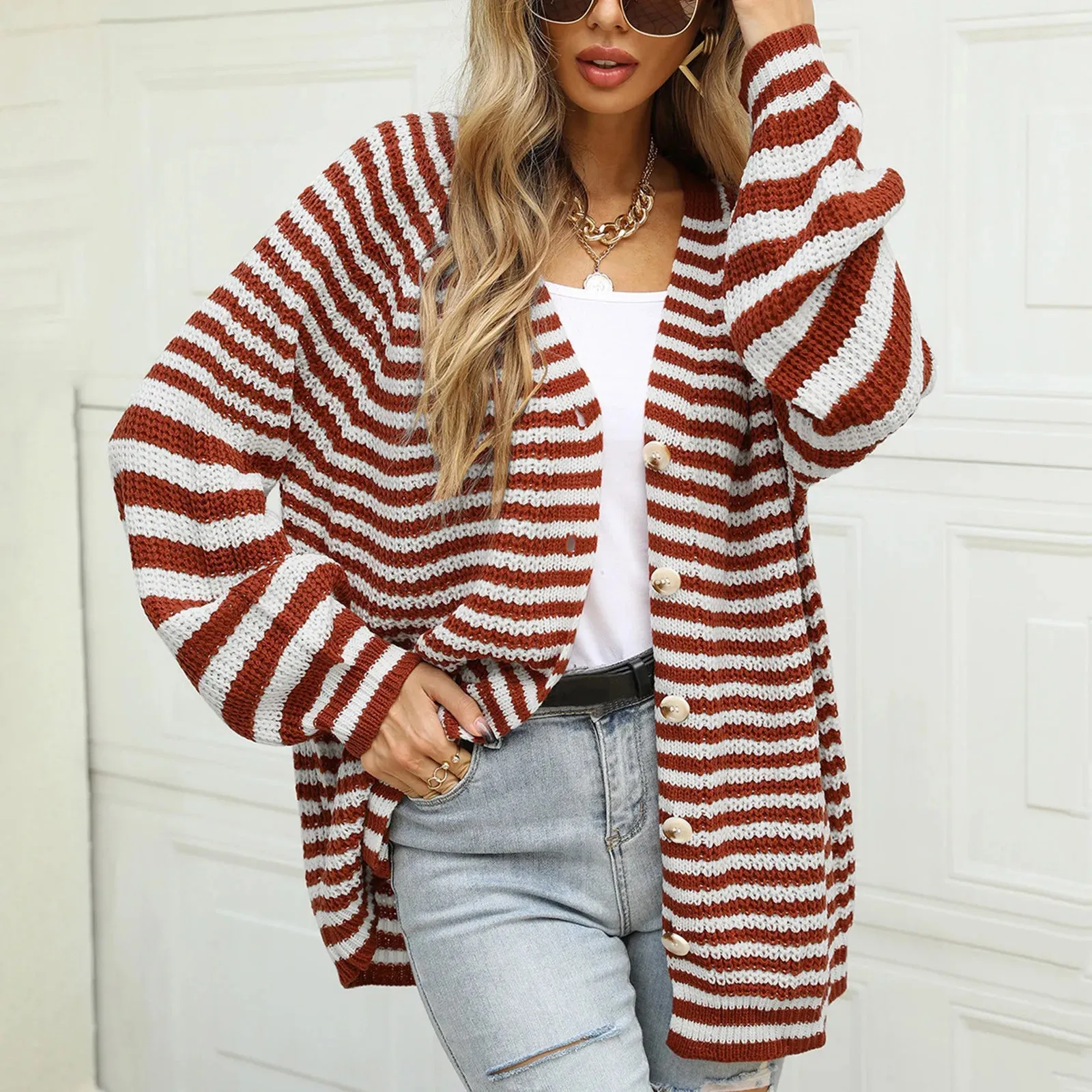 Wenkouban-Christmas Thanksgiving outfits_Autumn Winter Warm Casual Knitted Long Sleeve Cardigan Christmas Sweater