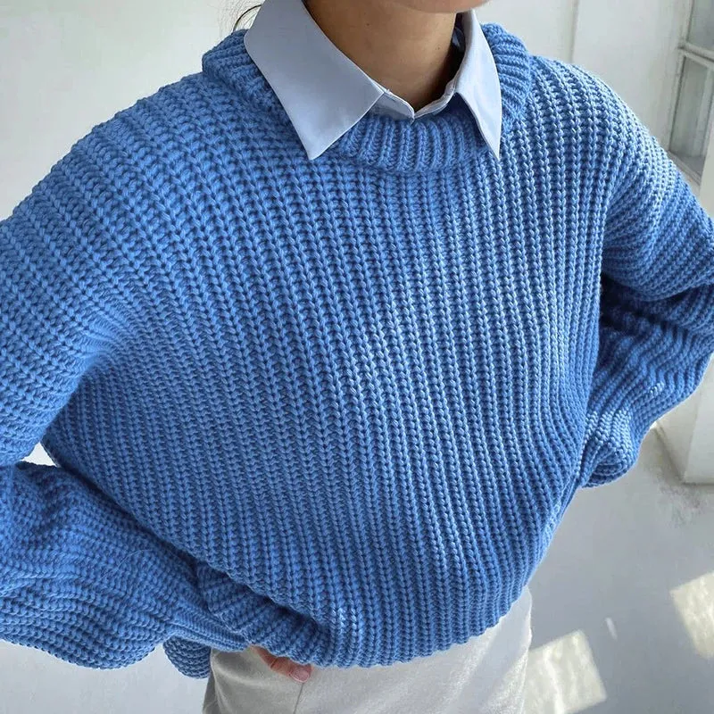 Wenkouban-Christmas Thanksgiving outfits_Basic Warm Vintage Green Thick Oversized Knitted Loose White Christmas Sweater