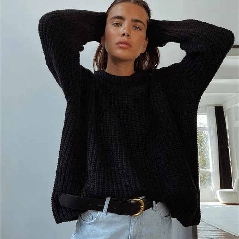 Wenkouban-Christmas Thanksgiving outfits_Basic Warm Vintage Green Thick Oversized Knitted Loose White Christmas Sweater