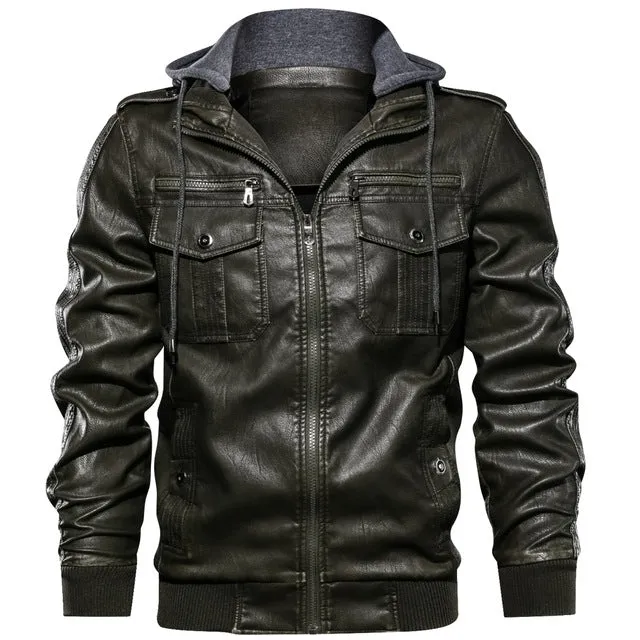 West Louis Military Style Leather Jacket