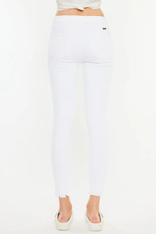 White High Rise Ankle Skinny Jeans