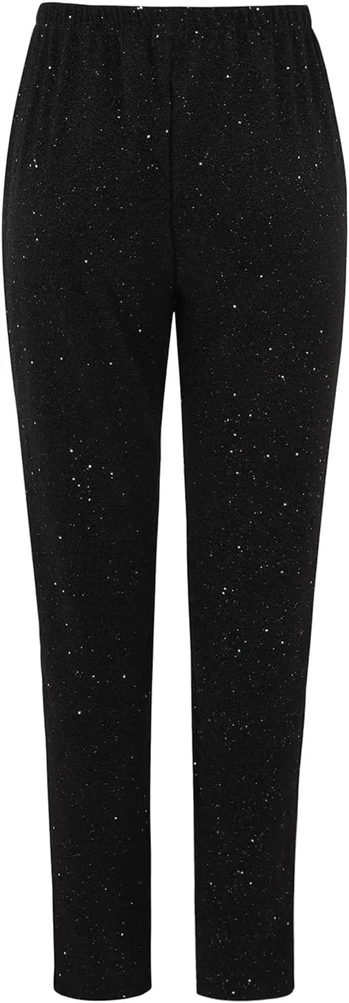 Women's Satin Pants Women's High Waisted Sequin Loose Drape Wide Leg Pants Fashion Casual Pants Clubwear Streetwear